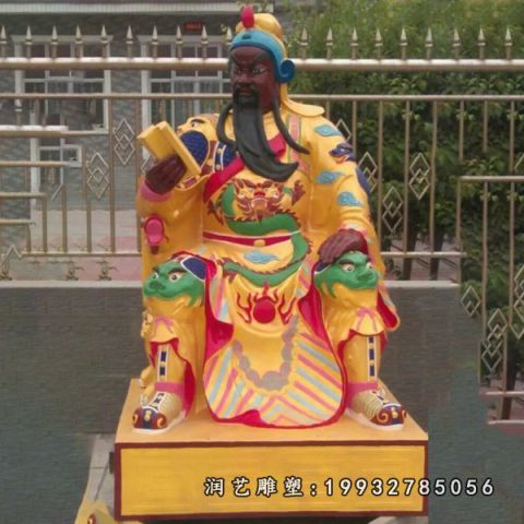 景区玻璃钢关公彩绘雕塑