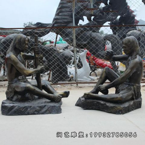 原始人物景区铜雕