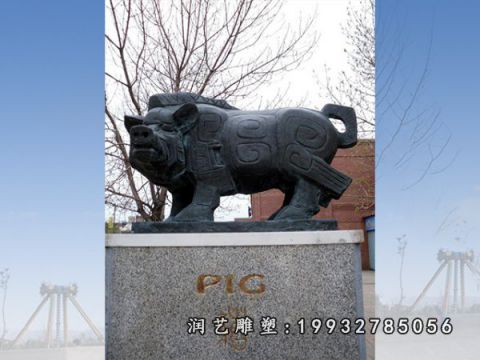 学校动物猪铜雕