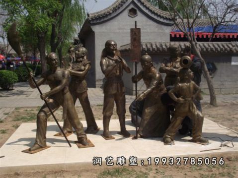 步行街民俗铜雕