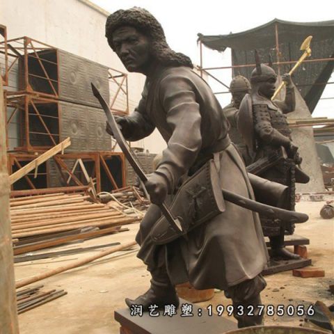 商业街少数民族人物铜雕