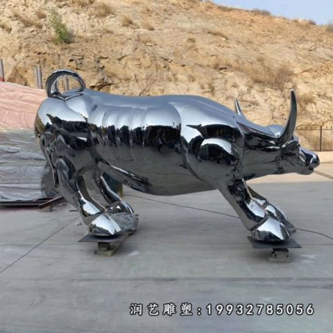 景区不锈钢牛动物雕塑