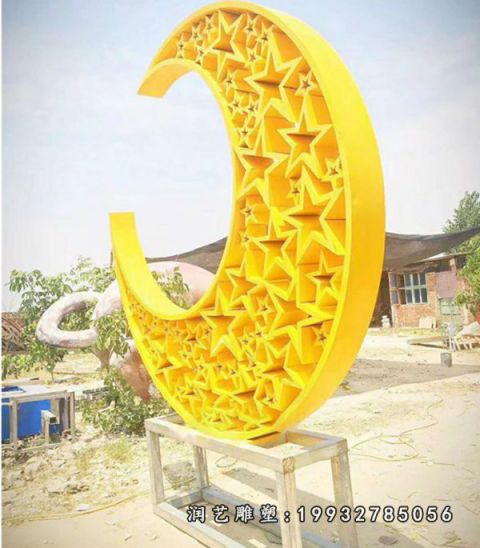 商场不锈钢景观月亮雕塑
