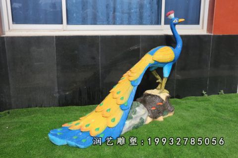 园林玻璃钢动物孔雀雕塑