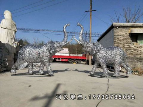 不锈钢小区大象雕塑