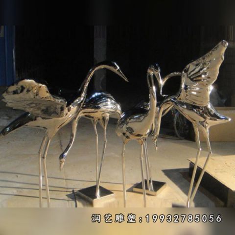 校园不锈钢仙鹤雕塑