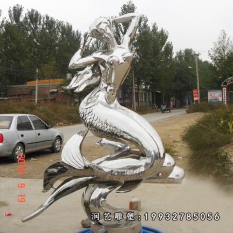 城市不锈钢抽象人物雕塑