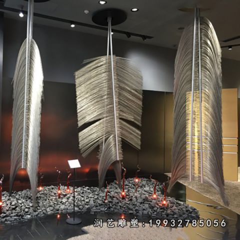 酒店不锈钢景观羽毛雕塑