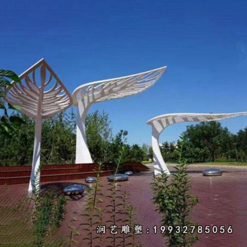 景区不锈钢树叶雕塑
