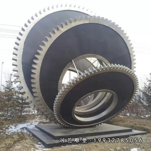 小区不锈钢景观齿轮雕塑