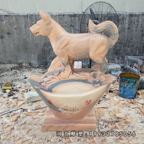 小区动物狗石雕