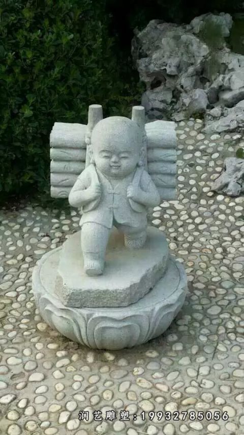 企业人物小和尚石雕