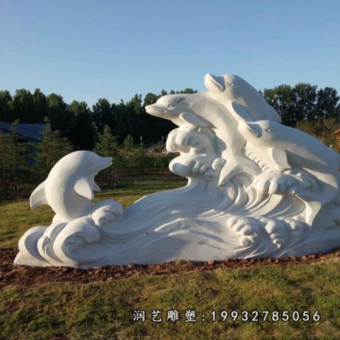 校园海豚动物石雕