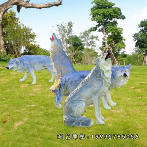 商业街玻璃钢狼雕塑