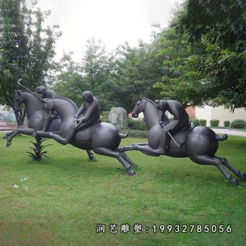 草坪骑马铜雕人物