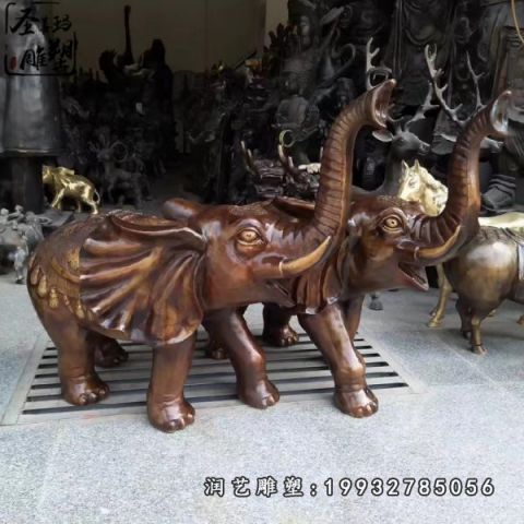 大象动物企业铜雕