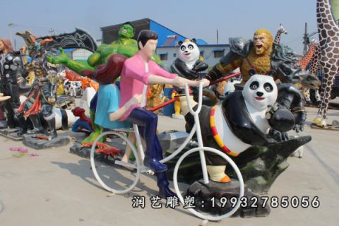 商业街玻璃钢骑车人物雕塑