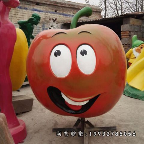 草坪玻璃钢苹果卡通雕塑