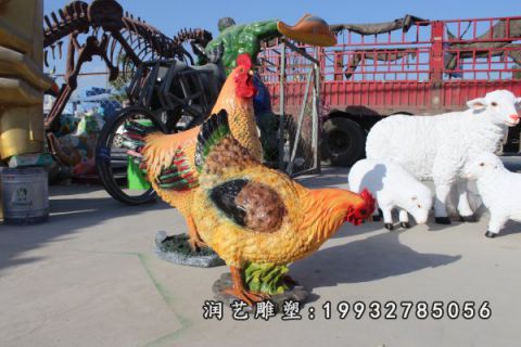 庭院玻璃钢鸡动物雕塑
