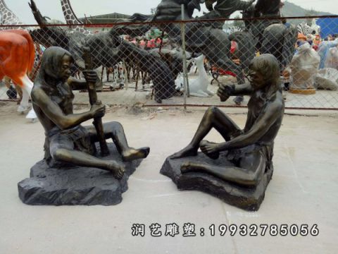 游乐场原始人物铜雕