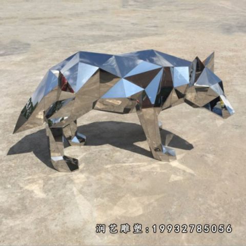 公寓不锈钢狼动物雕塑