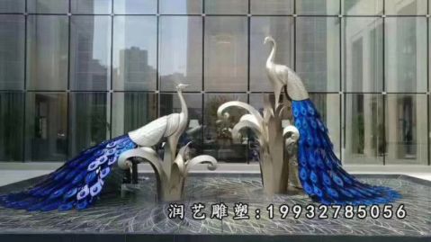 城市不锈钢孔雀动物雕塑