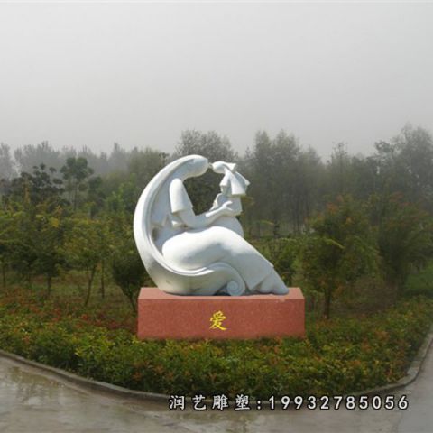 城市人物母子石雕