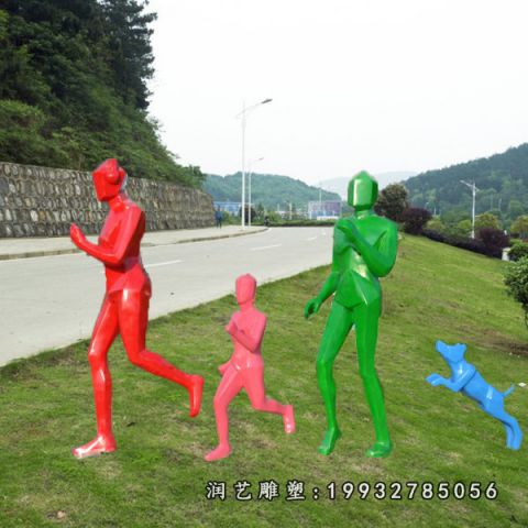 公司玻璃钢人物跑步雕塑