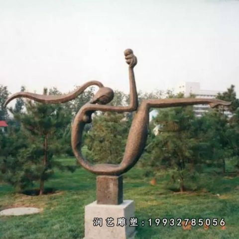 公司母子铜雕人物