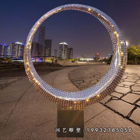街道不锈钢景观圆环雕塑