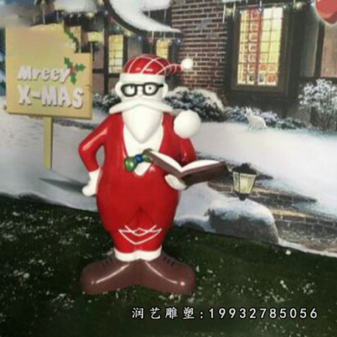 园林玻璃钢圣诞老人卡通雕塑