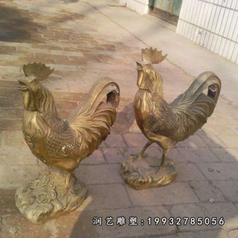 花园动物鸡铜雕