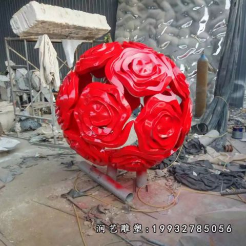 公司不锈钢玫瑰花雕塑