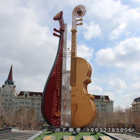 城市不锈钢大提琴雕塑