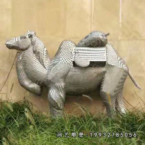 园林不锈钢骆驼动物雕塑