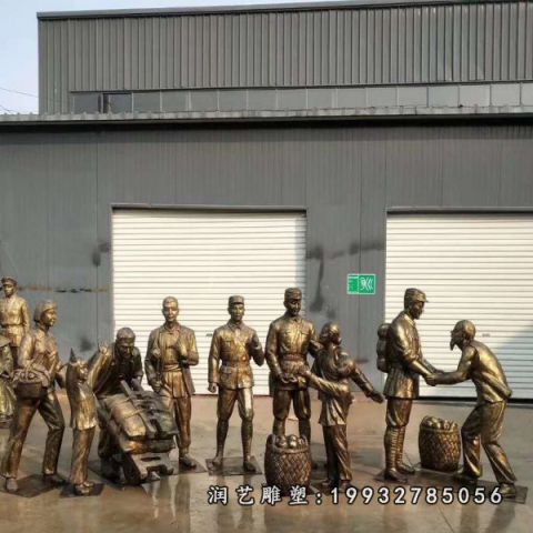 城市红军铜雕人物