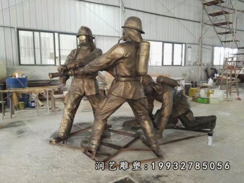 学校消防人物铜雕
