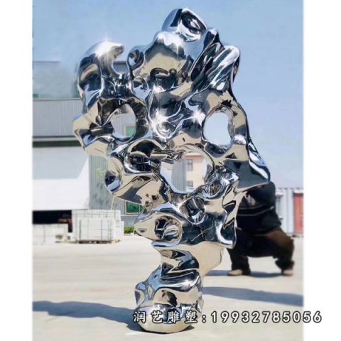 企业不锈钢景观太湖石雕塑