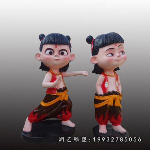商场玻璃钢哪吒卡通雕塑