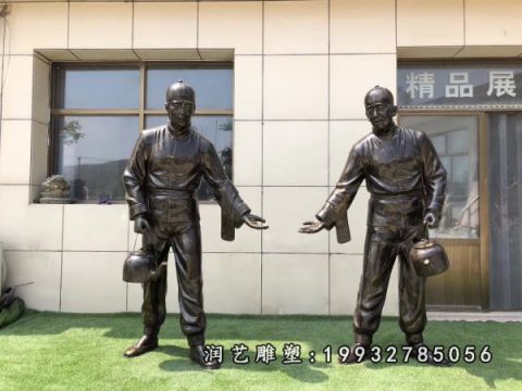 公司人物店小二铜雕