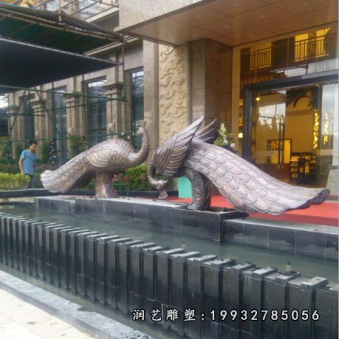 企业动物孔雀铜雕