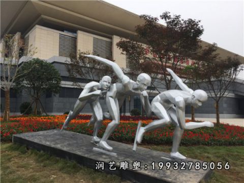 街道不锈钢滑雪人物雕塑