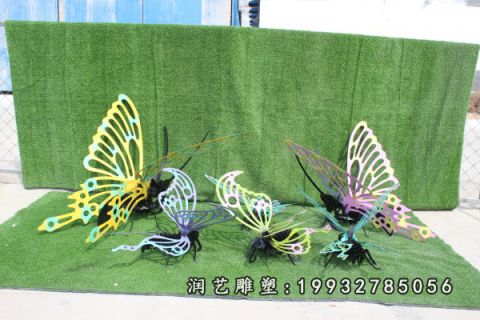 园林不锈钢蝴蝶动物雕塑