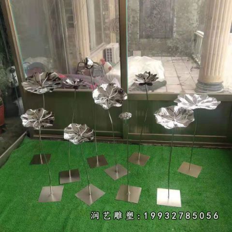 校园不锈钢荷叶雕塑