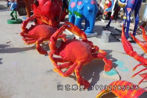 街道玻璃钢螃蟹雕塑