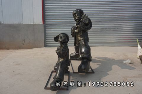 商场运动人物铜雕