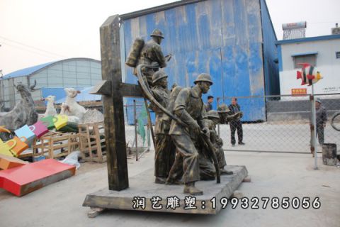 消防人物公园铜雕