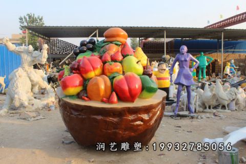 公寓玻璃钢果篮雕塑