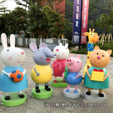 商场玻璃钢小猪佩奇卡通雕塑