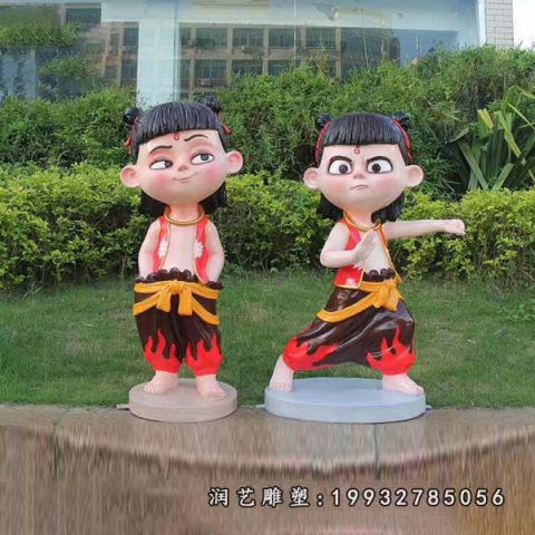 园林玻璃钢哪吒卡通人物雕塑